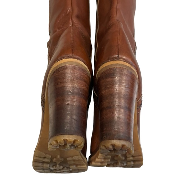 Chandlers 70’s Vintage Leather Knee High Boots Lace Up Granny Boots - Picture 13 of 16